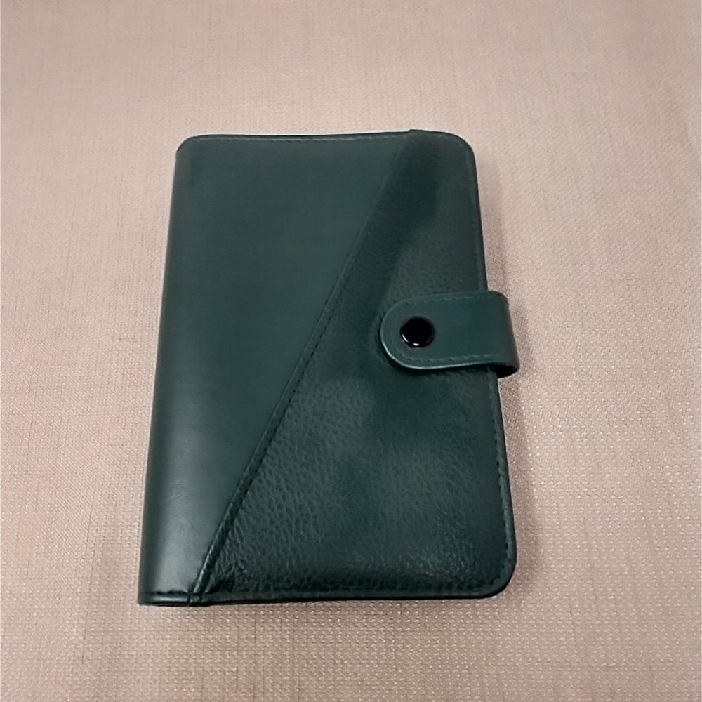 DARK GREEN FAUX LEATHER PLANNER COVER